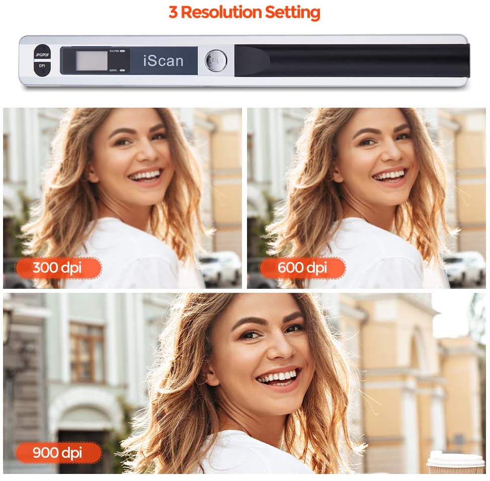 Magic Wand Portable Scanners for Documents, Photo, Old Pictures, Receipts, 900DPI, Scan A4 Color Page in 3sec, 16G Memory Card Included, MUNBYN Photo Scanner for Computer, Laptop