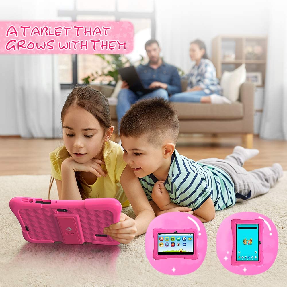 Dragon Touch Y88X Pro 7 inch Kids Tablets, 2GB RAM 16GB ROM, Android 9.0 Tablet, Kidoz Pre Installed with Disney Contents (More Than $80 Value), Pink