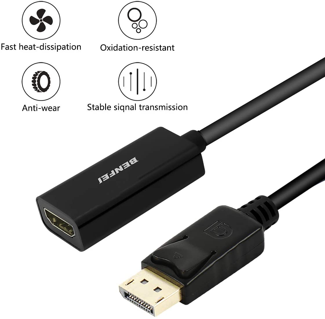 DisplayPort to HDMI, Benfei Gold-Plated DP Display Port to HDMI Adapter (Male to Female) Compatible for Lenovo Dell HP and Other Brand