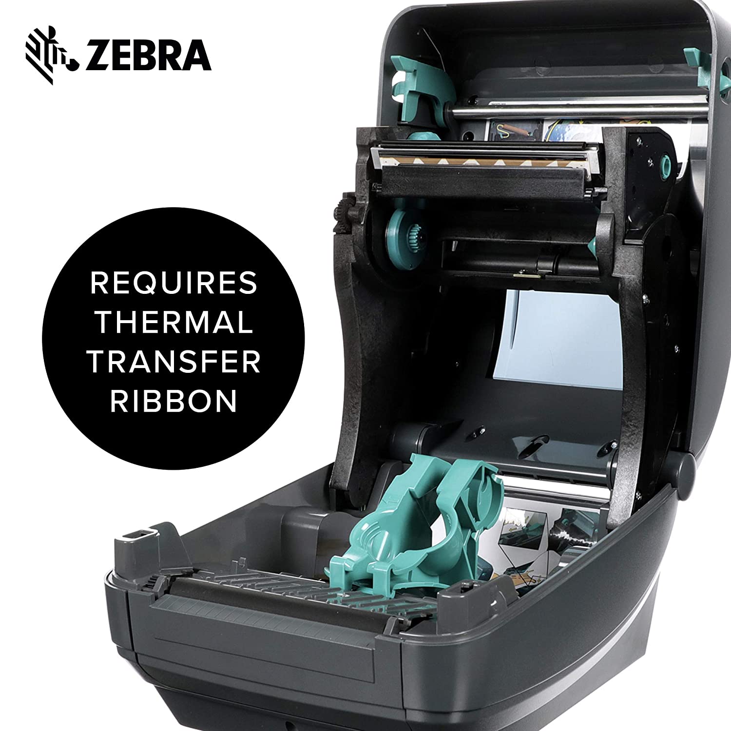 Zebra - GK420t Thermal Transfer Desktop Printer for labels, Receipts, Barcodes, Tags, and Wrist Bands - Print Width of 4 in - USB, Serial, and Parallel Connectivity - GK42-102510-000