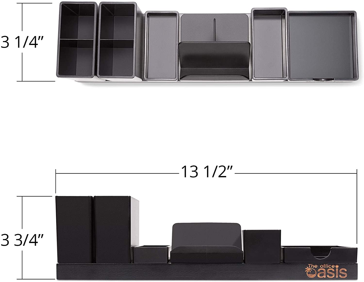 Desk Organizer with Adjustable Pen Holder, Pencil Cup, Phone Stand, Sticky Note Tray, Paperclip Storage, and Office Accessories Caddy, Desktop Organization for Cubicle or Home Office, Black