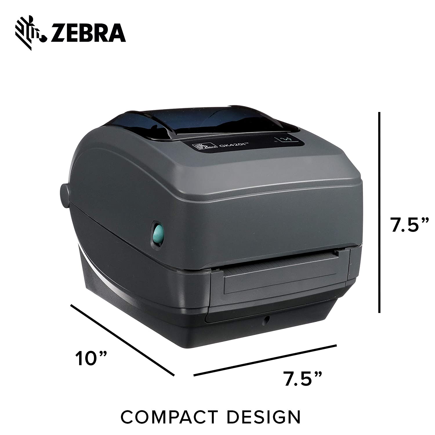 Zebra - GK420t Thermal Transfer Desktop Printer for labels, Receipts, Barcodes, Tags, and Wrist Bands - Print Width of 4 in - USB, Serial, and Parallel Connectivity - GK42-102510-000