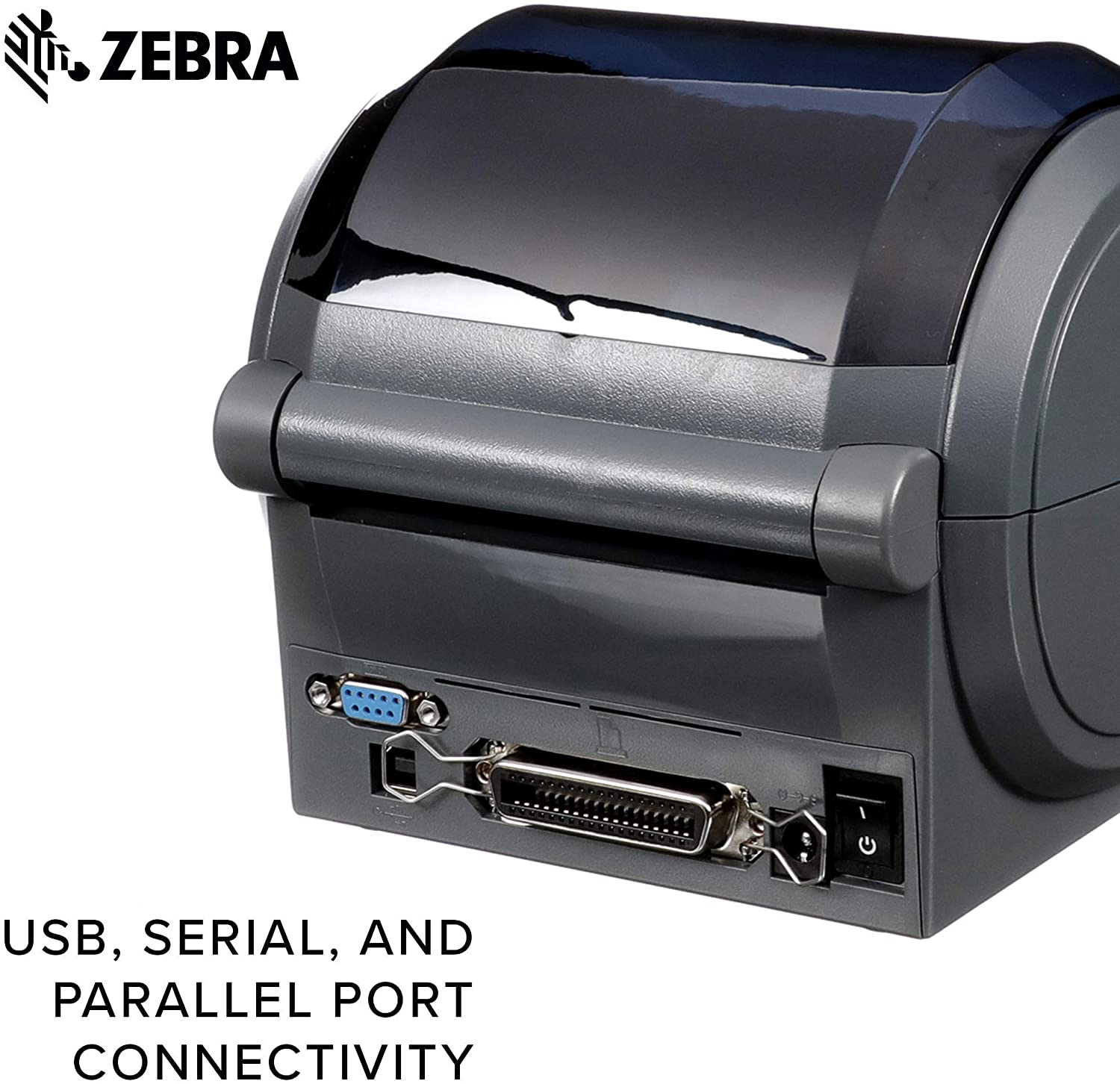 Zebra - GX420d Direct Thermal Desktop Printer for Labels, Receipts, Barcodes, Tags, and Wrist Bands - Print Width of 4 in - USB, Serial, and Parallel Port Connectivity (Renewed)