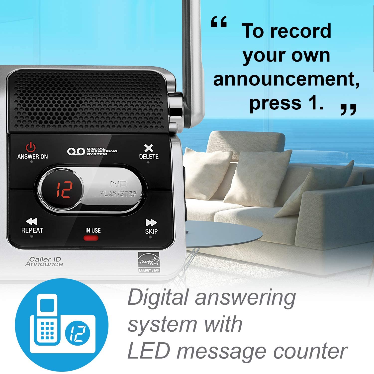 AT&T CRL82312 3-Handset Expandable Cordless Phone with Answering System, XL Display, Backlit Buttons & Visual Ringer
