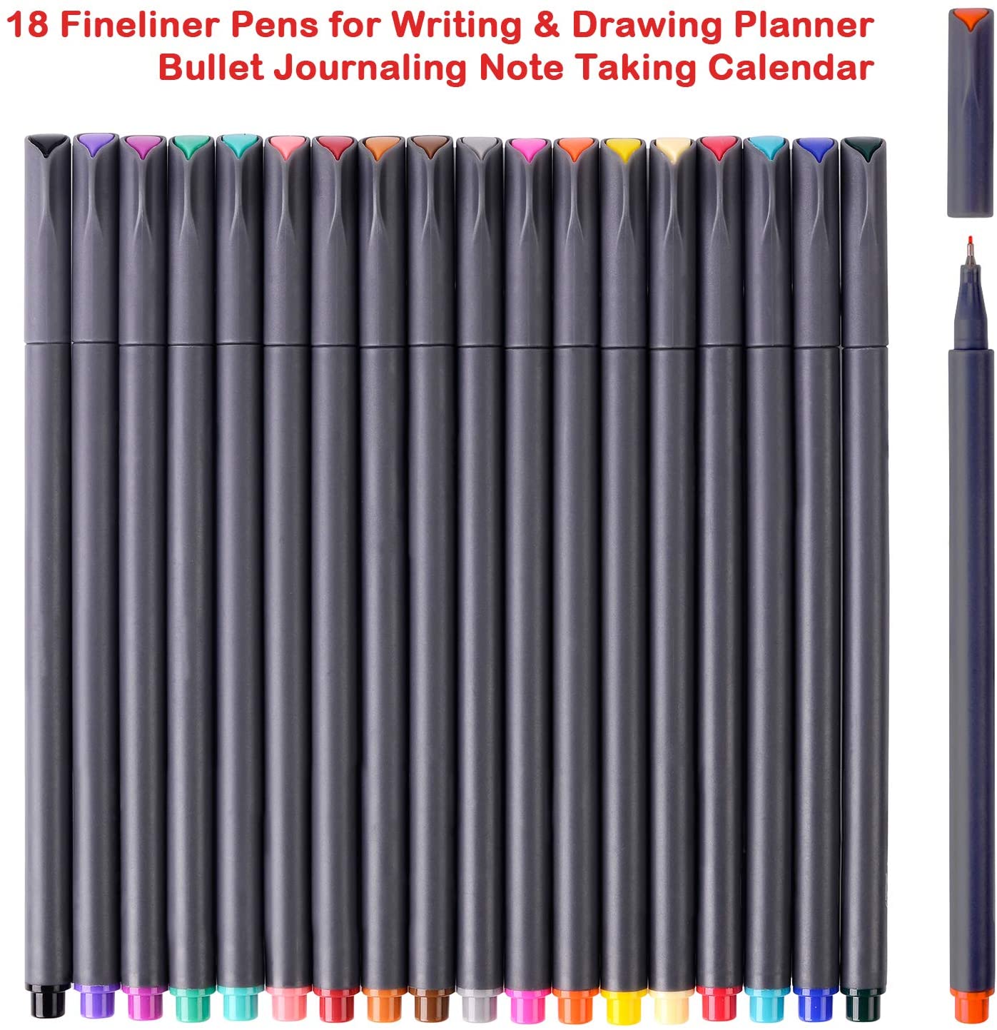 iBayam Journal Planner Pens Colored Pens Fine Point Markers Fine Tip Drawing Pens Porous Fineliner Pen for Bullet Journaling Writing Note Taking Calendar Coloring Art Office School Supplies, 18 Colors