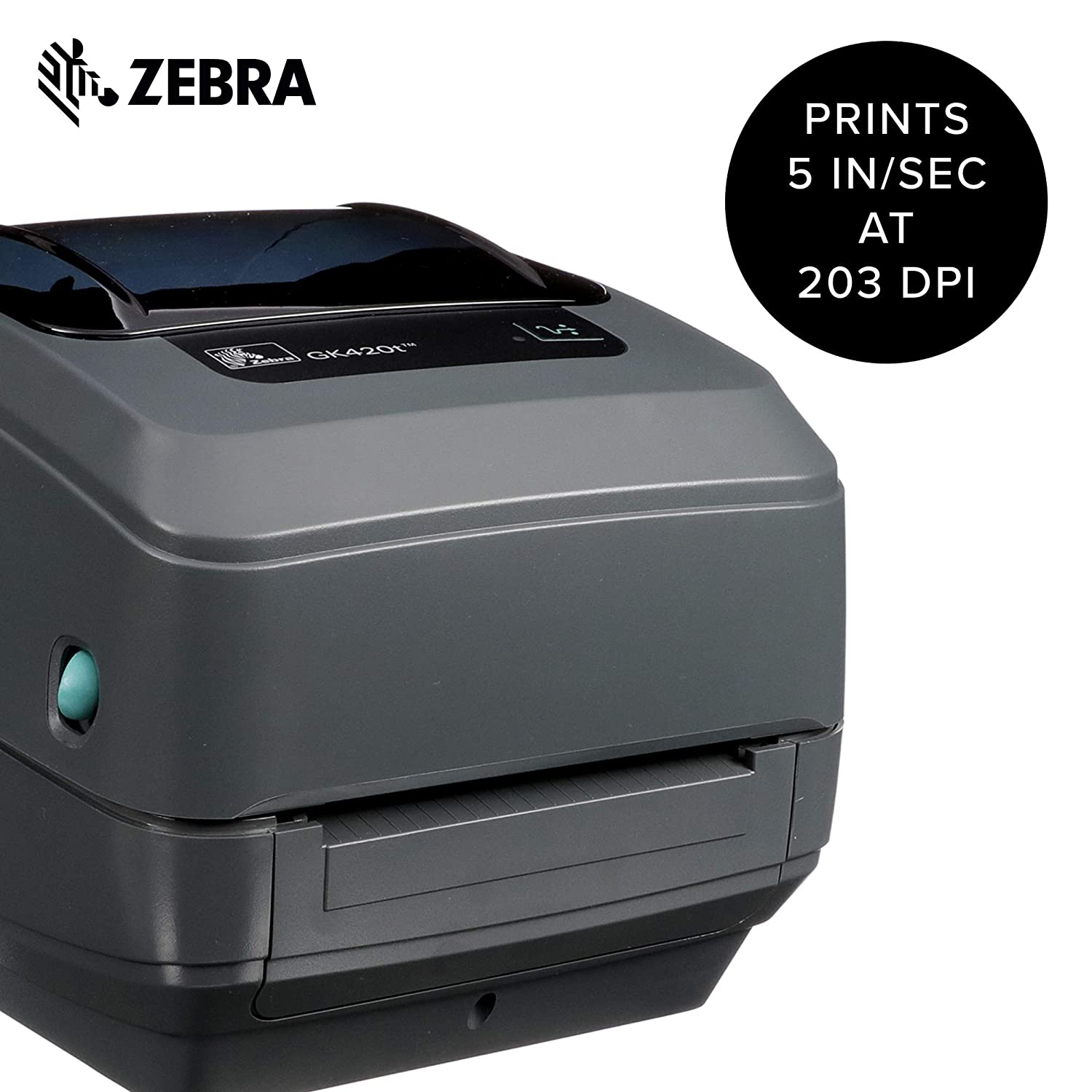 Zebra - GK420t Thermal Transfer Desktop Printer for labels, Receipts, Barcodes, Tags, and Wrist Bands - Print Width of 4 in - USB, Serial, and Parallel Connectivity - GK42-102510-000