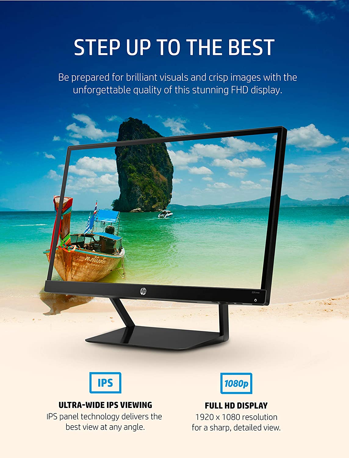HP Pavilion 22cwa 21.5-Inch Full HD 1080p IPS LED Monitor, Tilt, VGA and HDMI (T4Q59AA) - Black