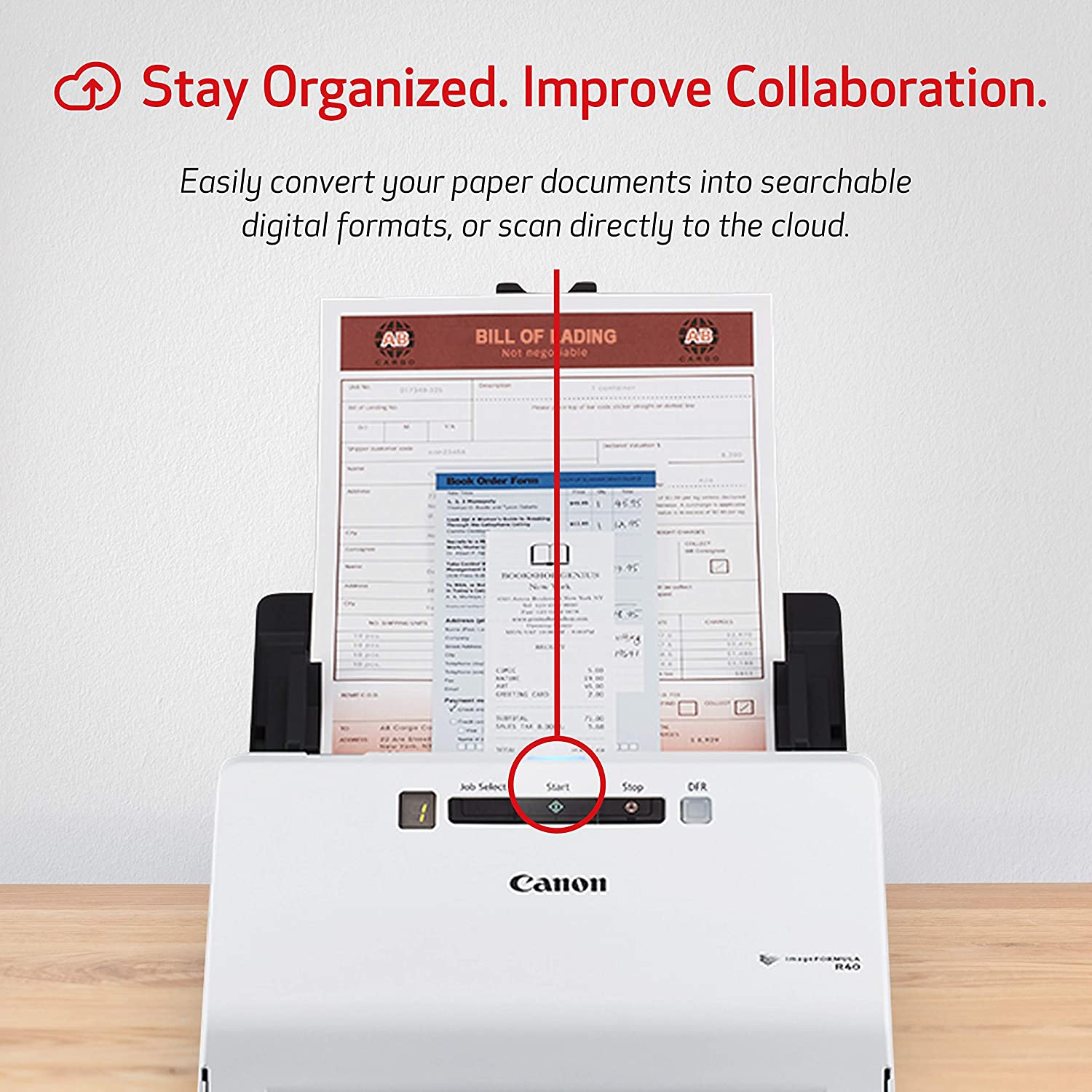 Canon ImageFORMULA R40 Office Document Scanner For PC and Mac, Color Duplex Scanning, Easy Setup For Office Or Home Use, Includes Scanning Software