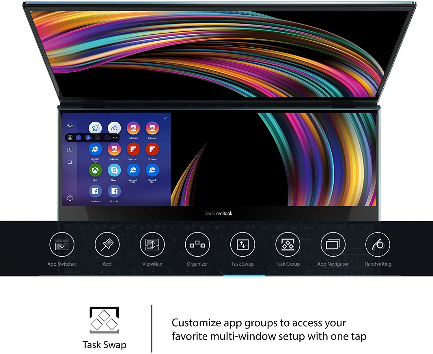 Asus ZenBook Pro Duo UX581 15.6” 4K UHD NanoEdge Bezel Touch, Intel Core i7-9750H, 16GB RAM, 1TB PCIe SSD, GeForce RTX 2060, Innovative Screenpad Plus, Windows 10 Pro, Celestial Blue, UX581GV-XB74T